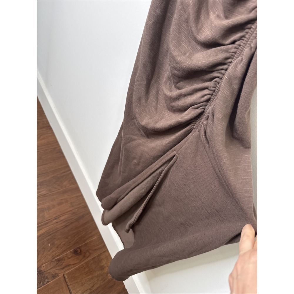 Daily Practice Anthropologie Mock Neck Ruched Maxi Dress M Chocolate Brown Tank - Picture 3 of 8